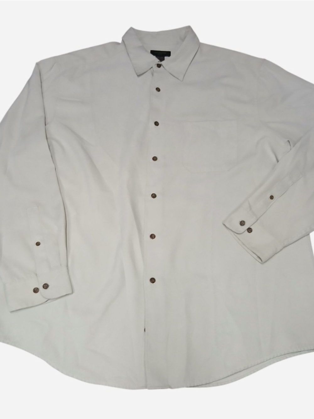 Vintage Covington Mens XL Beige Long Sleeve Button Up Shirt 100% Polyester